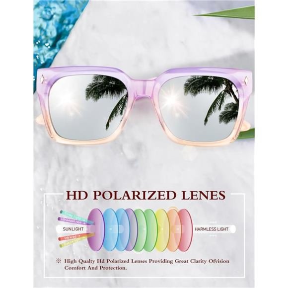 Polarized Sunglasses for Women: UV Protection Womens and Mens Square Shades